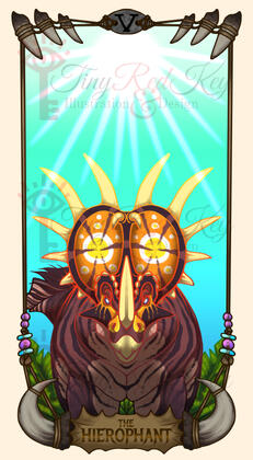 The Hierophant; a tarot card using the Styracosaurus