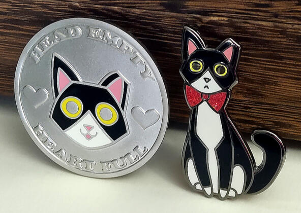 Tux Memorial Pins; made to commemorate my late cat, Tux