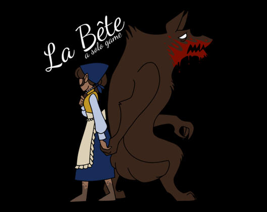 La Bete, a cover featuring a young woman in period clothing holding the hand of a frightened werewolf with a bloody mouth. La Bete, a cover featuring a young woman in period clothing holding the hand of a frightened werewolf with a bloody mouth.